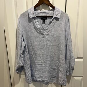 BEAUTIFUL Nordstrom Tahari 100% Linen Blue Top Tunic Summer